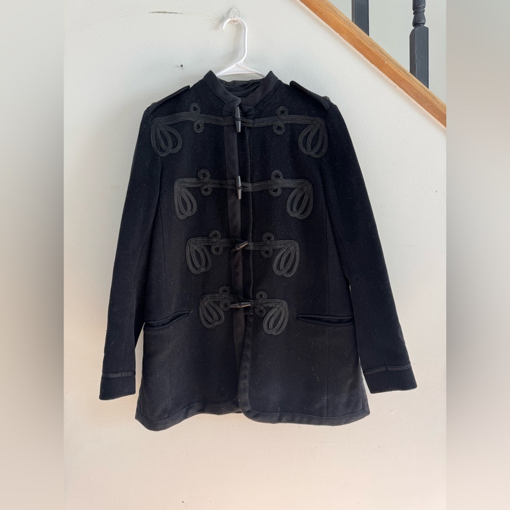 Ralph Lauren Black Military Coat Women Size M